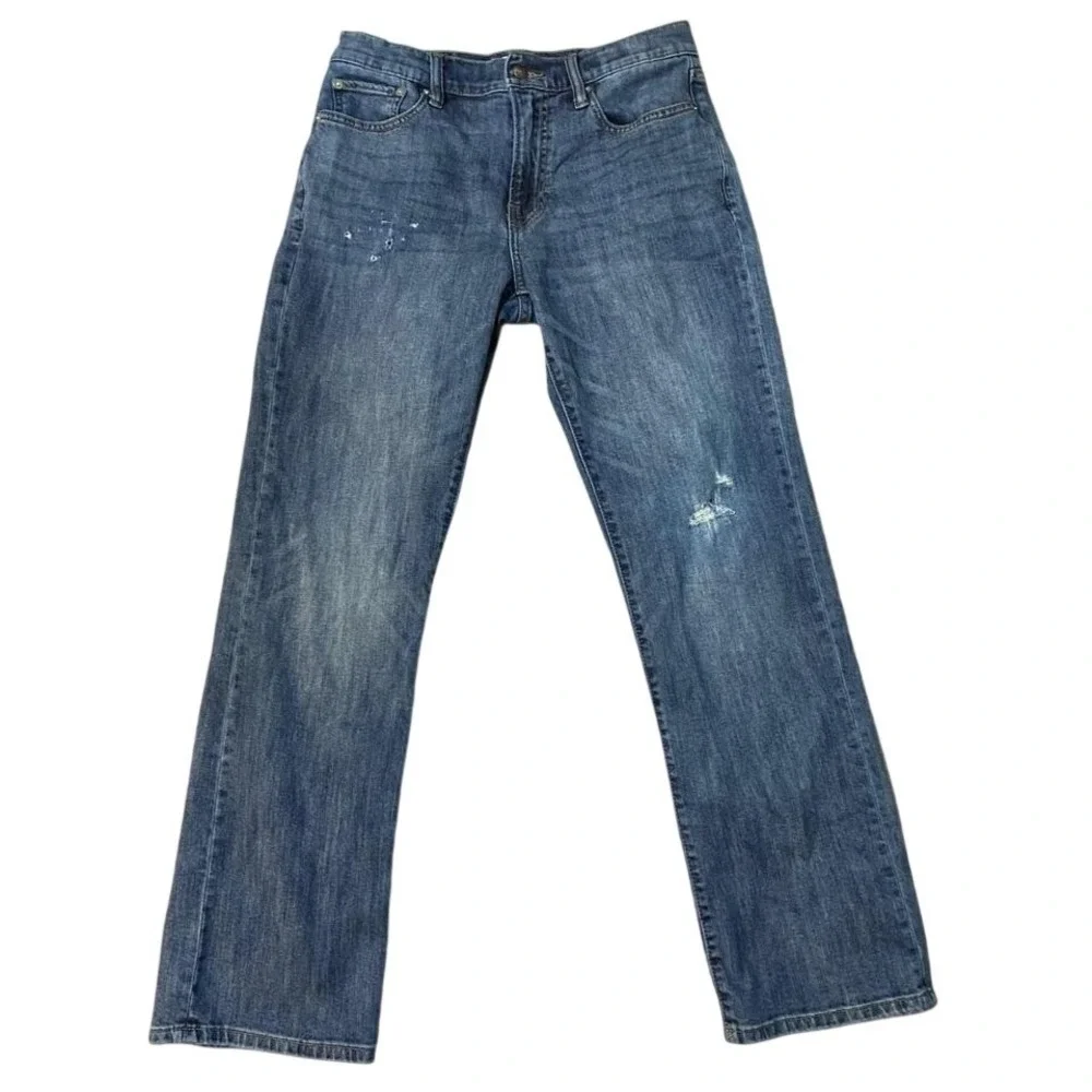 Lucky Brand Men Jeans‎ Straight Leg Blue Distressed Wash Size 30x32